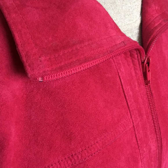 Hot Pink Genuine Leather Suede Zipper Jacket 10 - Picture 4 of 6